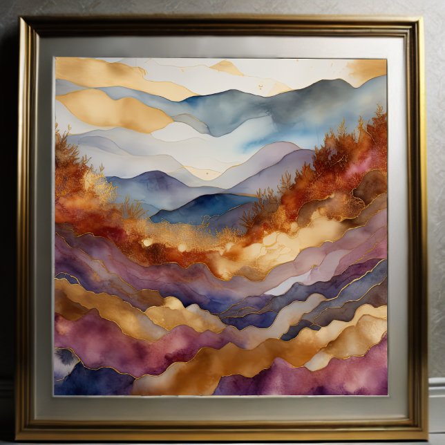 Watercolor Abstract Landscape Painting Gold 1:1 Poster (Creator Uploaded)