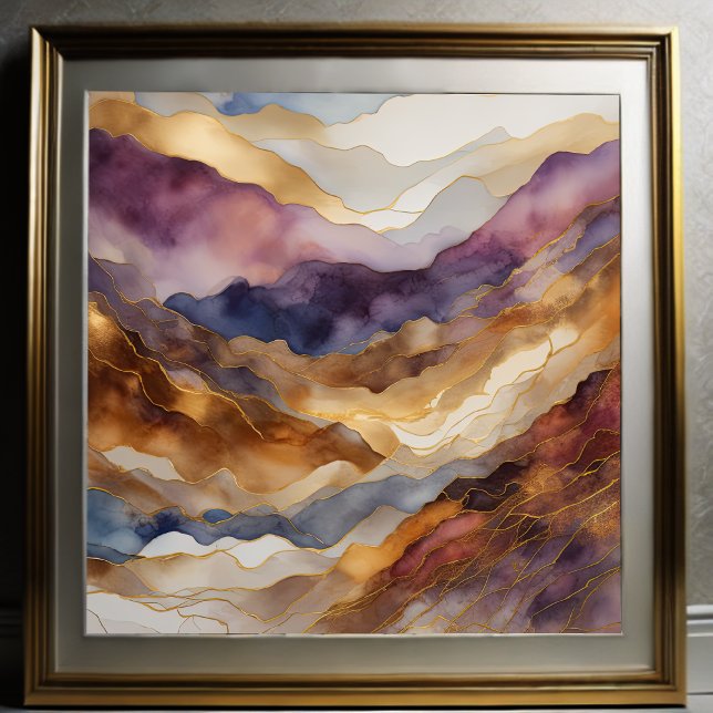Watercolor Abstract Landscape Painting Gold 1:1 Poster (Creator Uploaded)