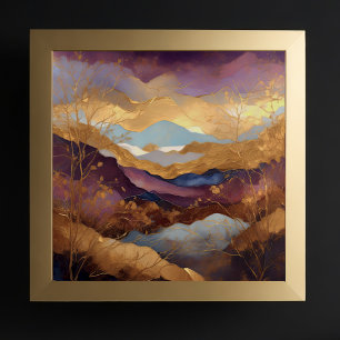 Watercolor Abstract Landscape Painting Gold 1:1 Poster