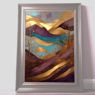 Watercolor Abstract Landscape Painting Gold 2:3 Poster