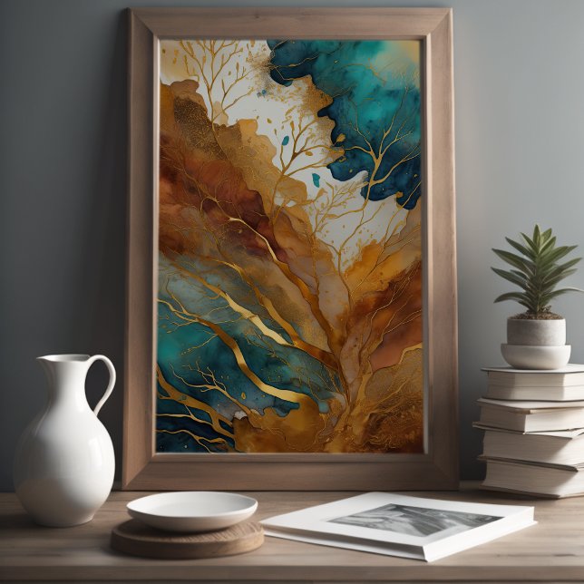 Watercolor Abstract Landscape Painting Gold 2:3 Poster (Creator Uploaded)