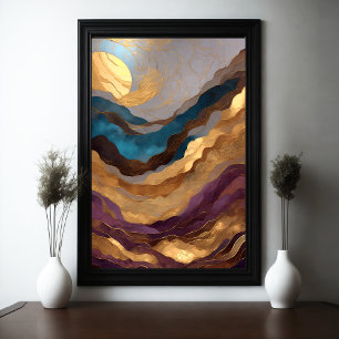 Watercolor Abstract Landscape Painting Gold 2:3 Poster