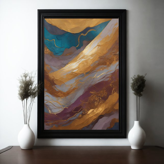 Watercolor Abstract Landscape Painting Gold 2:3 Poster (Creator Uploaded)