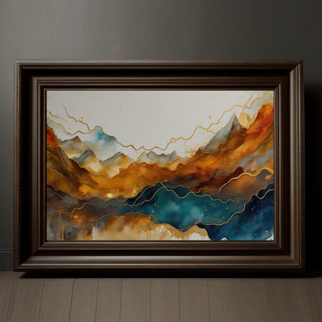 Watercolor Abstract Landscape Painting Gold 3:2 Poster (Creator Uploaded)