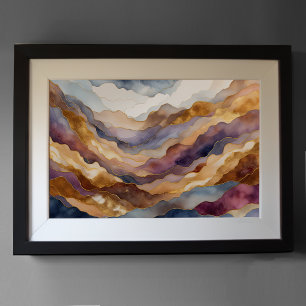 Watercolor Abstract Landscape Painting Gold 3:2 Poster