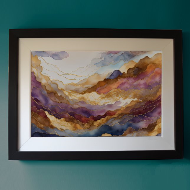 Watercolor Abstract Landscape Painting Gold 3:2 Poster (Creator Uploaded)