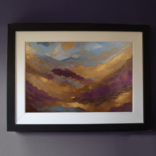 Watercolor Abstract Landscape Painting Gold 3:2 Poster