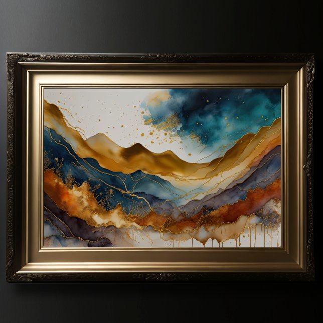 Watercolor Abstract Landscape Painting Gold 3:2 Poster (Creator Uploaded)