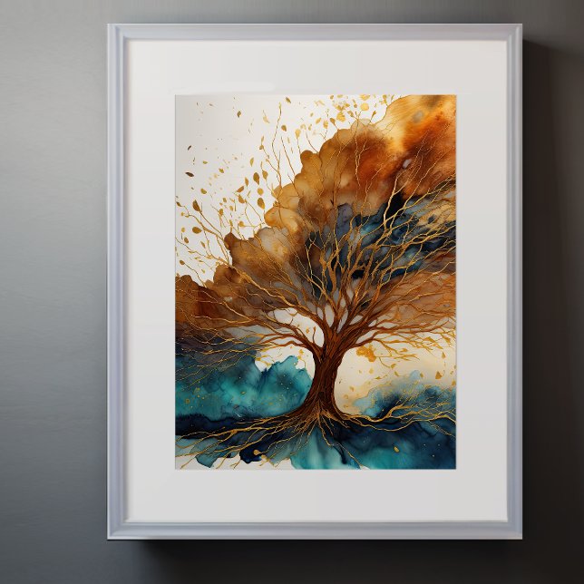 Watercolor Abstract Landscape Painting Gold 3:4 Poster (Creator Uploaded)