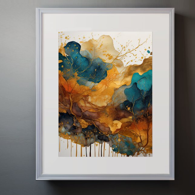 Watercolor Abstract Landscape Painting Gold 3:4 Poster (Creator Uploaded)