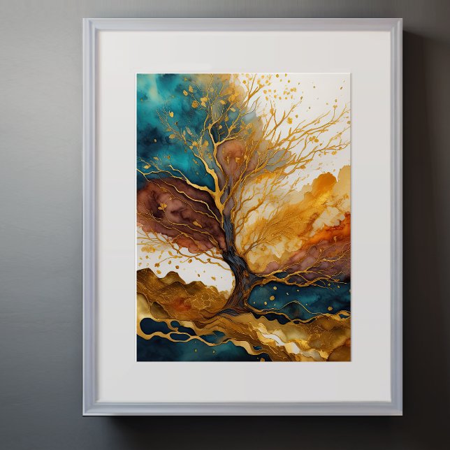 Watercolor Abstract Landscape Painting Gold 3:4 Poster (Creator Uploaded)