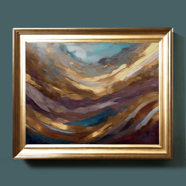 Watercolor Abstract Landscape Painting Gold 4:3 Poster (Creator Uploaded)