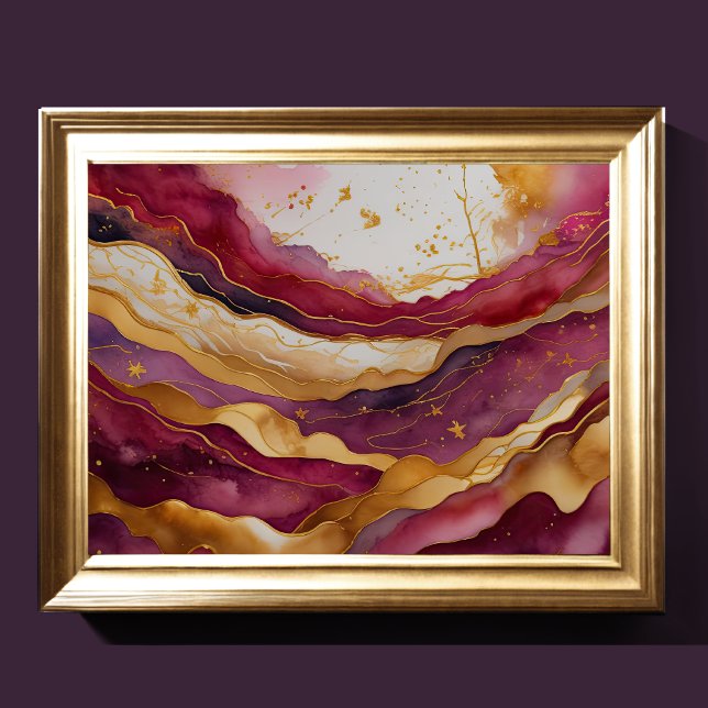 Watercolor Abstract Landscape Painting Gold 4:3 Poster (Creator Uploaded)