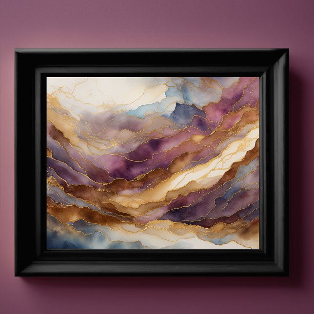 Watercolor Abstract Landscape Painting Gold 4:3 Poster (Creator Uploaded)