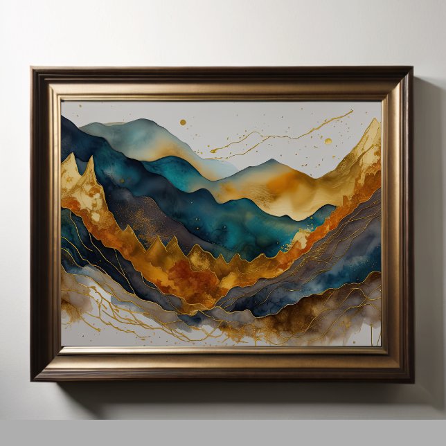 Watercolor Abstract Landscape Painting Gold 4:3 Poster (Creator Uploaded)