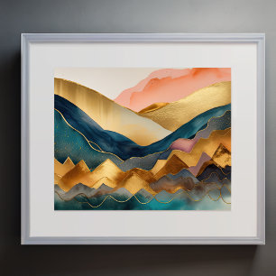 Watercolor Abstract Landscape Painting Gold 5:4 Poster