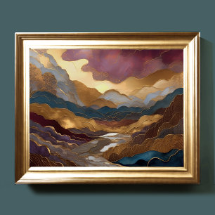 Watercolor Abstract Landscape Painting Gold 5:4 Poster