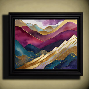 Watercolor Abstract Landscape Painting Gold 5:4 Poster