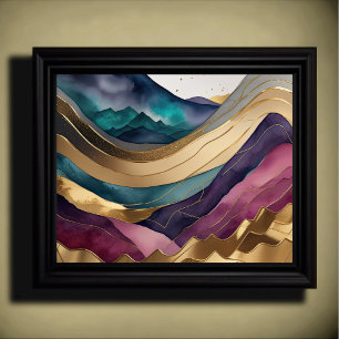 Watercolor Abstract Landscape Painting Gold 5:4 Poster