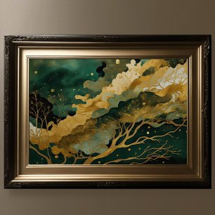 Watercolor Abstract Landscape Painting Gold II Poster