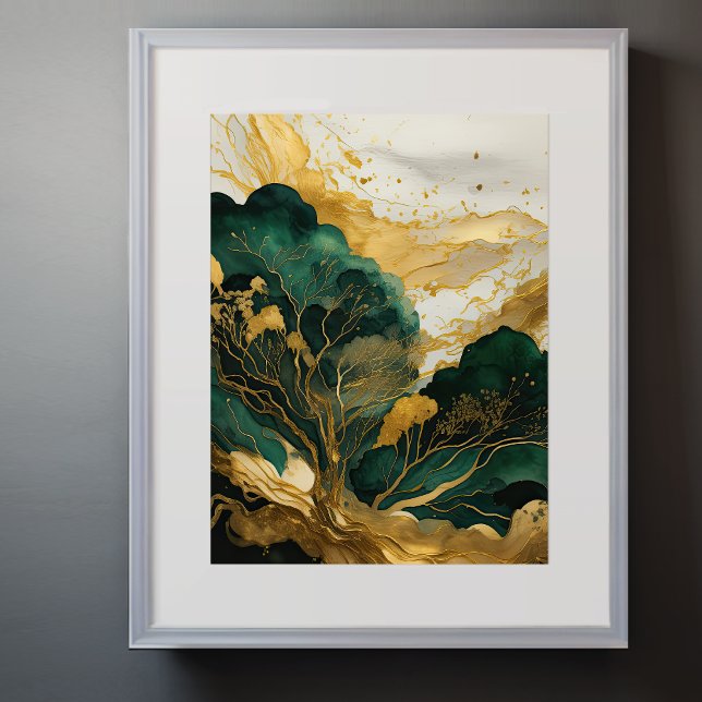 Watercolor Abstract Landscape Painting Gold VII Poster (Creator Uploaded)