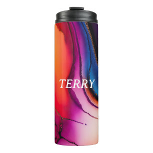 Watercolor Abstract Maximalist Art Thermal Tumbler