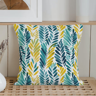 Watercolor Abstract Modern Spring Foliage Cushion