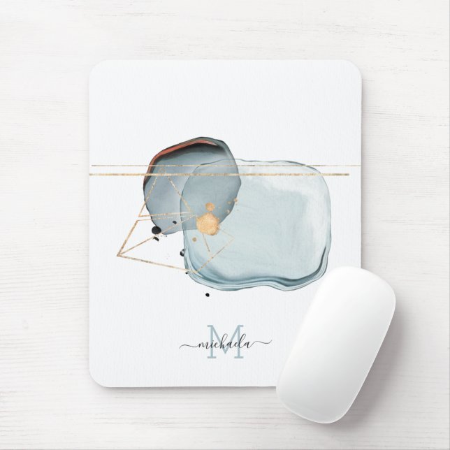 Watercolor Abstract Monogram Design Mouse Mat (With Mouse)