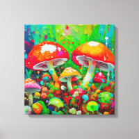 Watercolor Abstract Mushrooms 