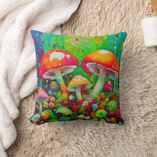 Watercolor Abstract Mushrooms  Cushion (Blanket)