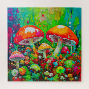Watercolor Abstract Mushrooms Jigsaw Puzzle