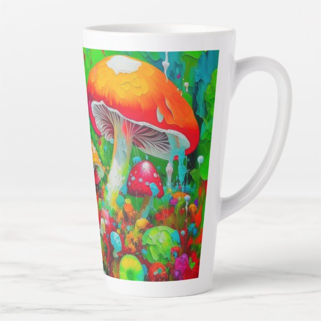 Watercolor Abstract Mushrooms Latte Mug (Right)