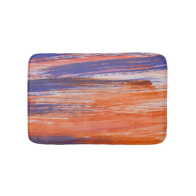 Watercolor Abstract: Orange Blue Blend Bath Mat (Front)