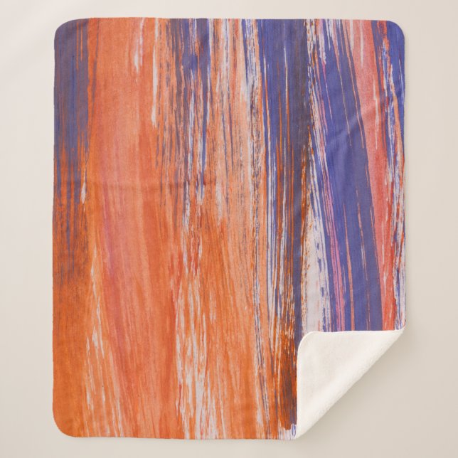 Watercolor Abstract: Orange Blue Blend Sherpa Blanket (Front)