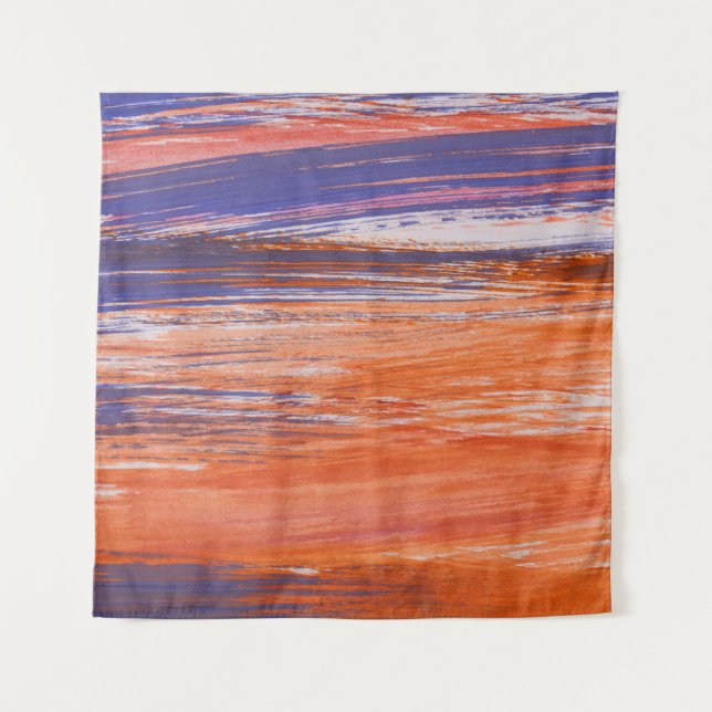 Watercolor Abstract: Orange Blue Blend Tapestry (Front)