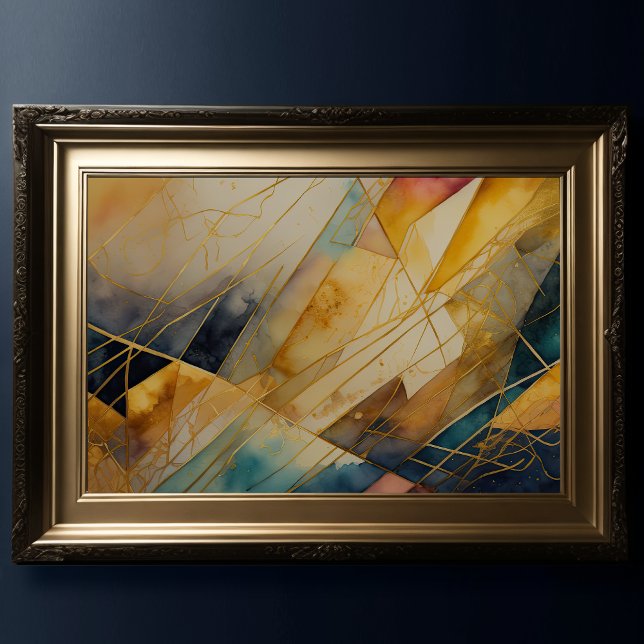 Watercolor Abstract Organic Geometric Gold Poster (Creator Uploaded)