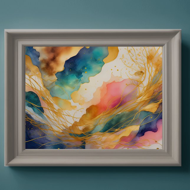 Watercolor Abstract Organic Painting Gold 4:3 Poster (Creator Uploaded)