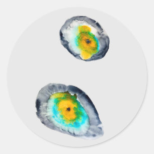 watercolor abstract oyster shells classic round sticker