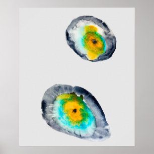 watercolor abstract oyster shells poster