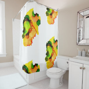 watercolor abstract oyster shells shower curtain