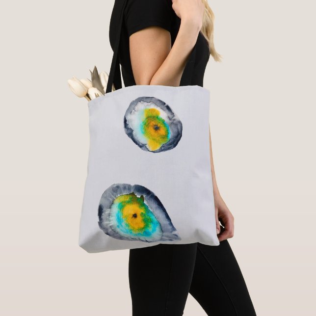watercolor abstract oyster shells tote bag (Close Up)