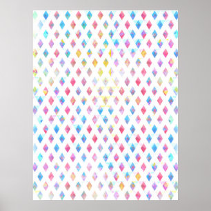 watercolor abstract paint diamond shapes pattern poster