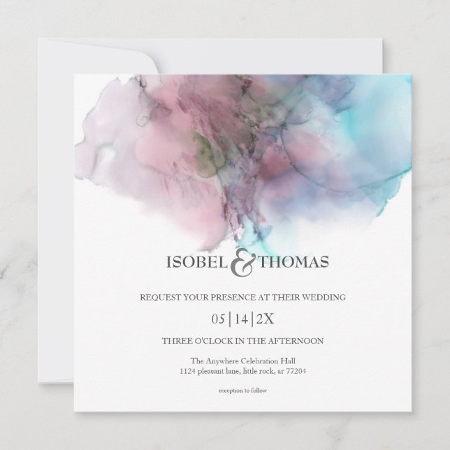 Watercolor Abstract | Paint Splash Wedding Invitation (Front)