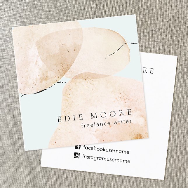 Watercolor Abstract Painted Art Square Business Card (Creator Uploaded)
