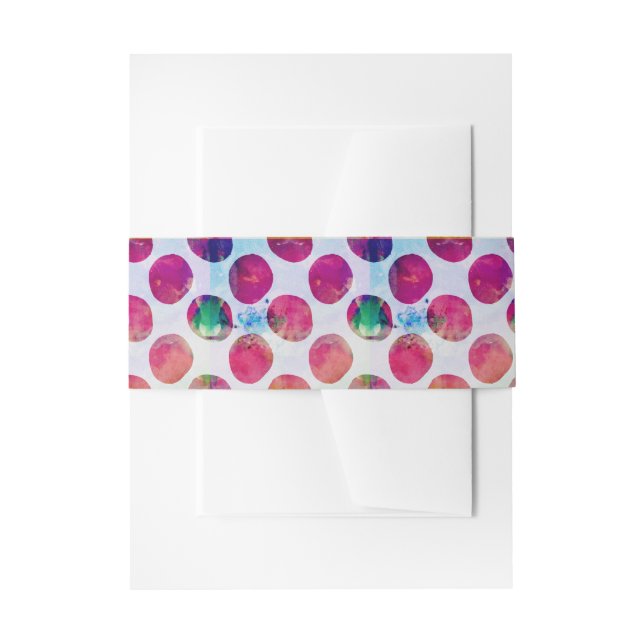 Watercolor abstract pink dot pattern invitation belly band (Front Example)