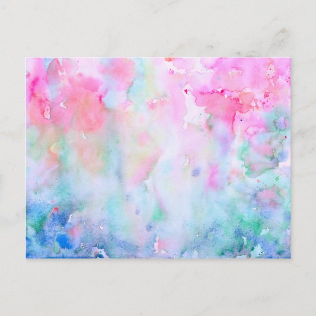 Watercolor Abstract Pink Pattern, Pink Forest Postcard (Front)