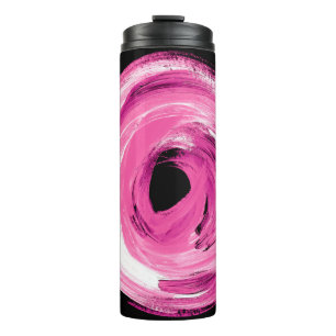 Watercolor abstract pink swirl thermal tumbler