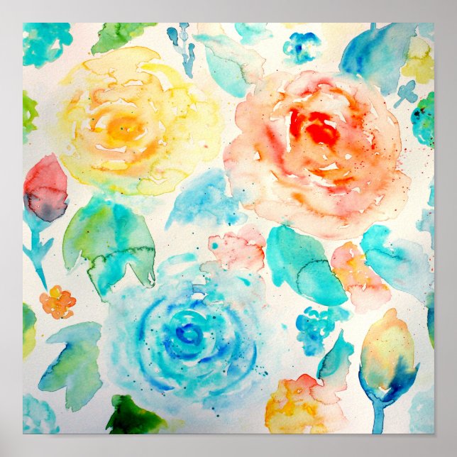 Watercolor Abstract Rose Art Print (Front)