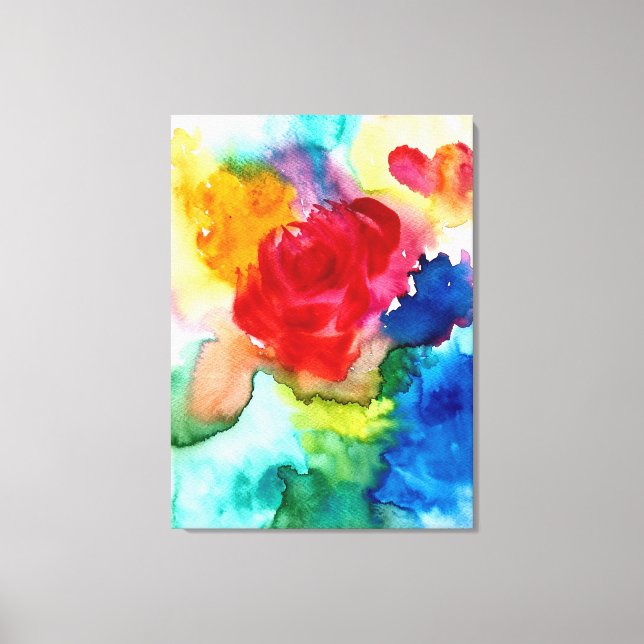 Watercolor abstract rose flower canvas print (Front)