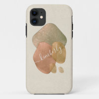 Watercolor Abstract Rose Gold Glitter Shapes Name